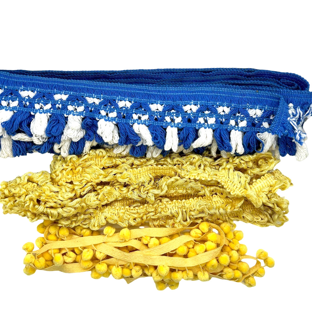 Vintage Fringe Loop And‎ Pom Pom Trim Pillows Drapery Sewing Other Crafts